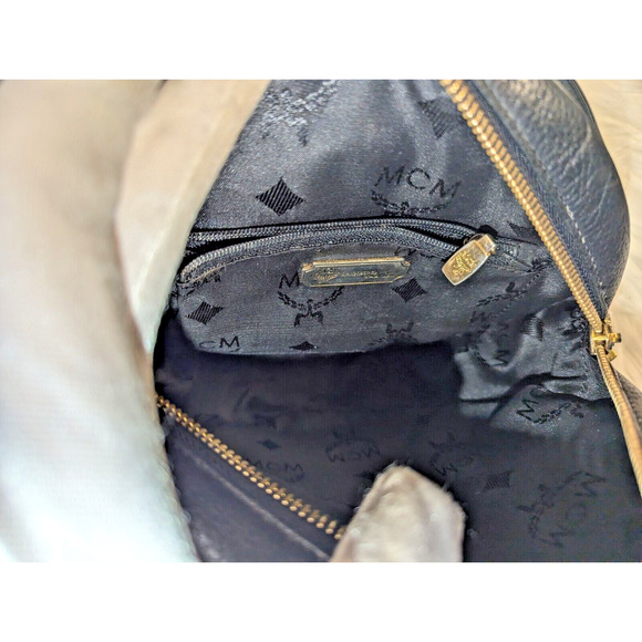 MCM Bag Black Tambourine Shoulder Crossbody Bag Authentic Vintage Purse Round - Picture 9 of 16